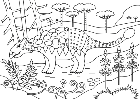 Ankylosaurus Dinosaur Coloring Page